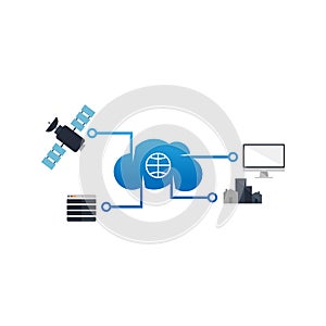 Computer internet cloud networking wide area network vector icon