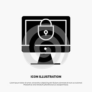Computer, Internet, Lock, Security solid Glyph Icon vector