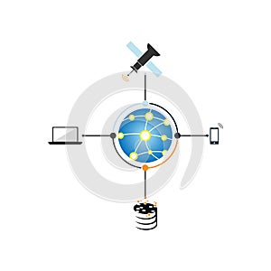 Computer internet networking wide area network vector icon