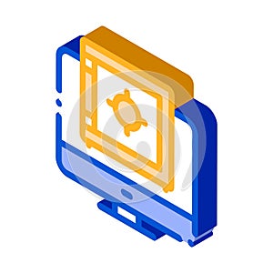 Computer Internet Safe Bank isometric icon vector illustration