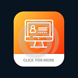 Computer, Internet, Security Mobile App Button. Android and IOS Line Version