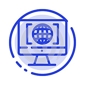 Computer, Internet, World, Big Think Blue Dotted Line Line Icon