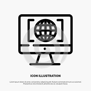 Computer, Internet, World, Big Think Line Icon Vector