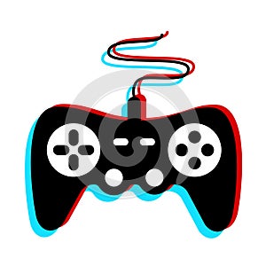 Computer joystick or video game controller or console for playing device. Element of Gaming and entertainment concept