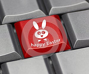 Computer key - Happy Easter with rabbit