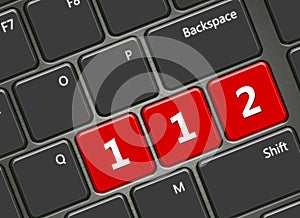 Computer keyboard with 112 emergency number