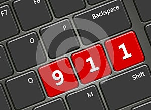 Computer keyboard with 911 emergency number