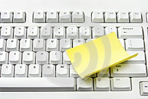 Computer Keyboard and Adhesive Note Paper