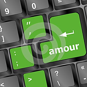Computer keyboard with amour word on enter button