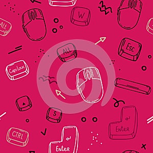 Computer keyboard background seamless. Abstract vector pattern texture seamless. White Illustration buttons keyboard