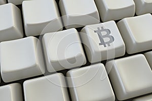 Computer keyboard with bitcoin buttons