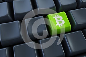 Computer keyboard with bitcoin buttons