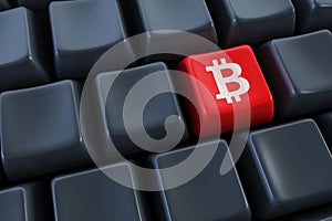 Computer keyboard with bitcoin buttons