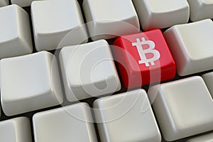 Computer keyboard with bitcoin buttons