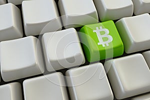 Computer keyboard with bitcoin buttons