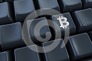 Computer keyboard with bitcoin buttons