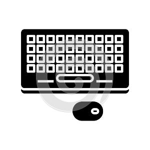 Computer keyboard black icon, concept illustration, vector flat symbol, glyph sign.