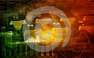 Computer keyboard with business diagrams