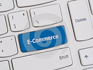 Computer keyboard button with E-commerce text