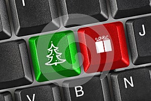 Computer keyboard with Christmas keys
