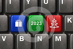 Computer keyboard with Christmas keys