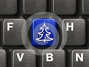 Computer keyboard with Christmas tree key