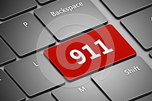 Computer keyboard with emergency number 911