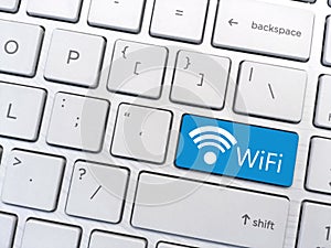 Computer keyboard enter button with WiFi and Wifi symbol