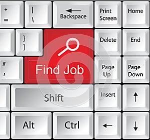 Computer Keyboard with Find Job, Business Concept
