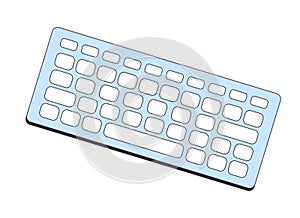 Computer keyboard flat line color isolated vector object