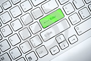 Computer keyboard with green button