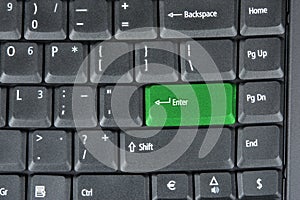 Computer keyboard with green key