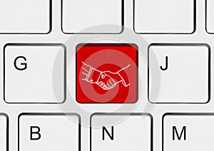 Computer keyboard with handshake button