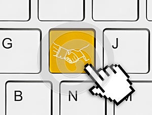 Computer keyboard with handshake button