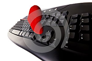 Computer keyboard and a heart isolated