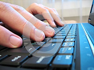 Computer keyboard with human hands