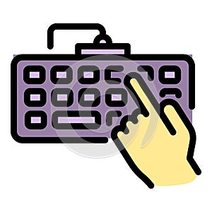 Computer keyboard icon color outline vector
