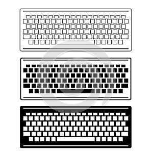 Computer Keyboard Icon Set Isolated on White Background. PC Buttons. Part of Desktop