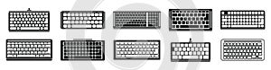 Computer keyboard icons set, simple style