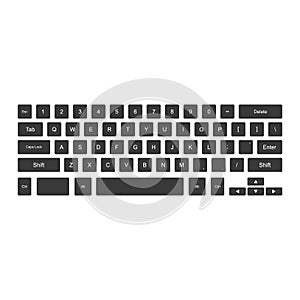 Computer keyboard, isolated on grey background, vector illustration.