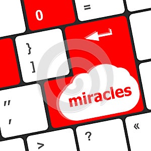 Computer keyboard key button with miracles text