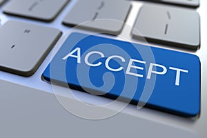 ACCEPT key on computer keyboard. 3D rendering