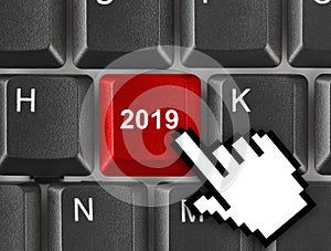 Computer keyboard with 2019 key