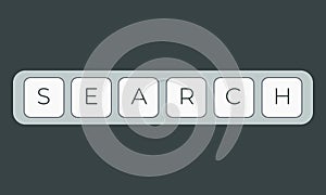 Computer keyboard key with key search. Keyboard keys icon button