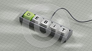 Computer keyboard keys with DEBIT business word.close up of Computer keyboard keys