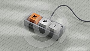 Computer keyboard keys with KPI text. Financial, marketing.close up of Computer keyboard keys