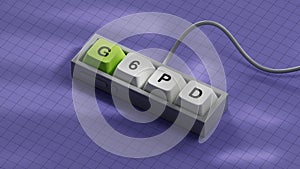 Computer keyboard keys with the word g6pd. Care concept.