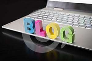 Computer keyboard with letters Blog, internet concept