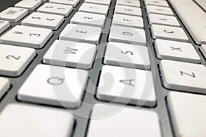 Computer keyboard in macro showing arrangement of keys