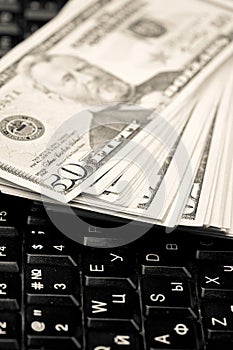 Computer keyboard and money